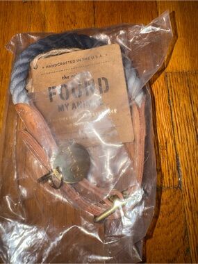 Found My Animal Handcrafted Ombre Cotton Rope and Leather Pet Accessory NWT